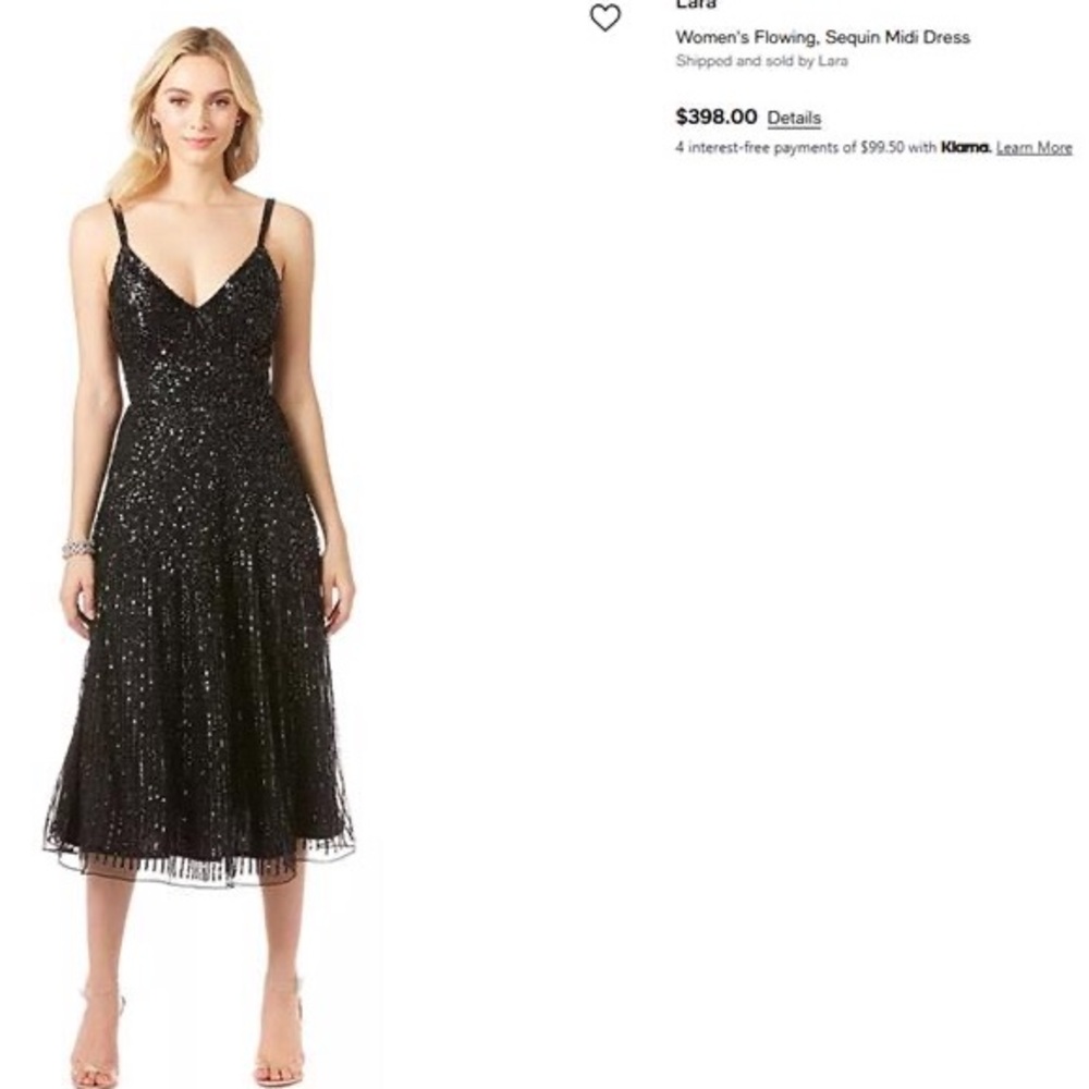 Lara Women's Flowing Sequin Midi Dress - Black